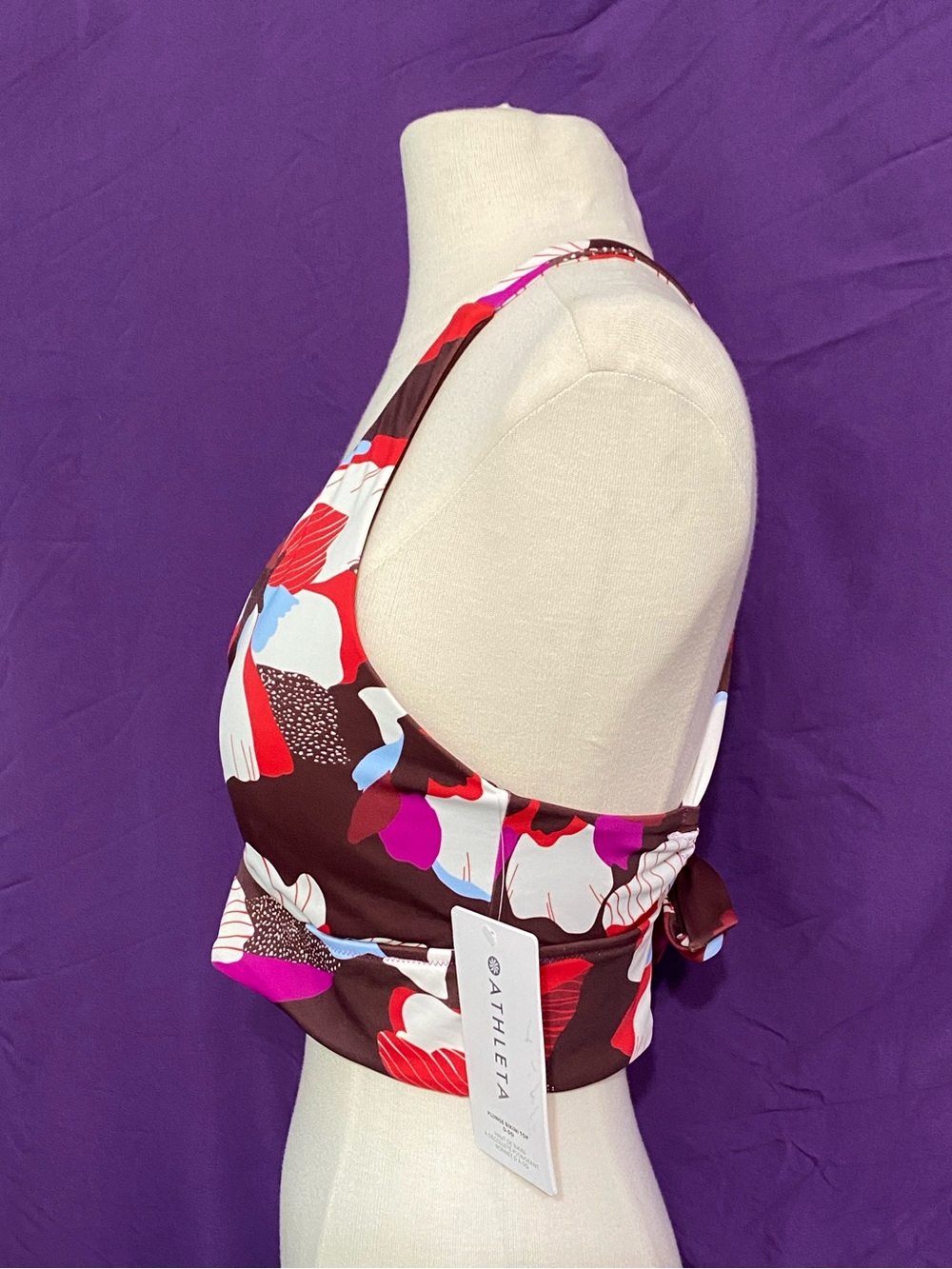 NWT Athleta Hero Bloom Plunge Bikini Top in Decadent Chocolate. Size M (D-DD) - Picture 3 of 6